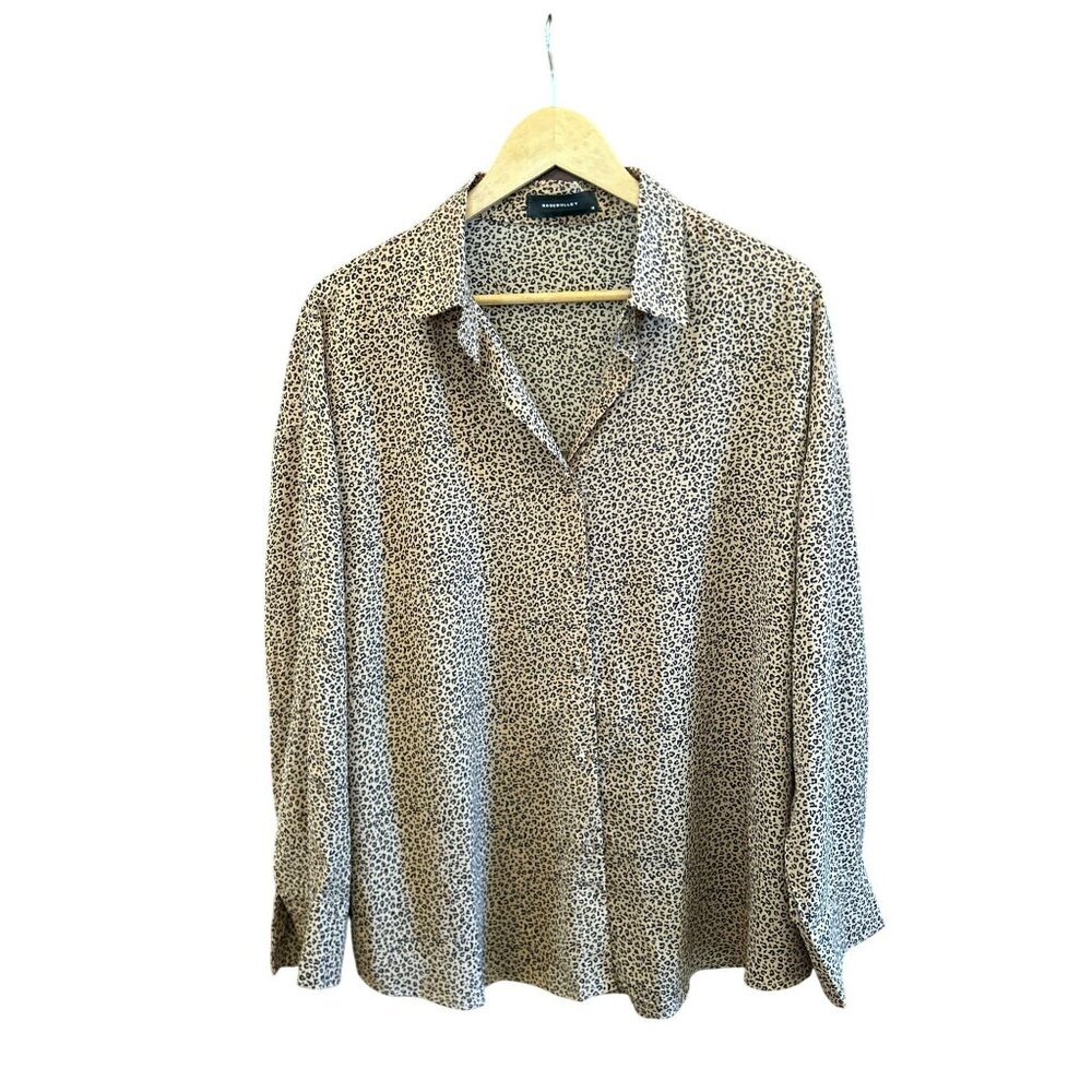 Rosebullet Women's Leopard Print Button-Up Long Sleeve Blouse Size 14 Casual